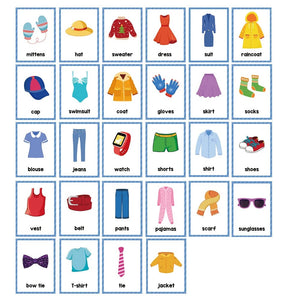 Planet Gates Clothes 15Pcs Montessori Kids English Words Learning Flashcards Early Educational Cards Classroom Supplies Kindergarten Teacher Teaching Aids