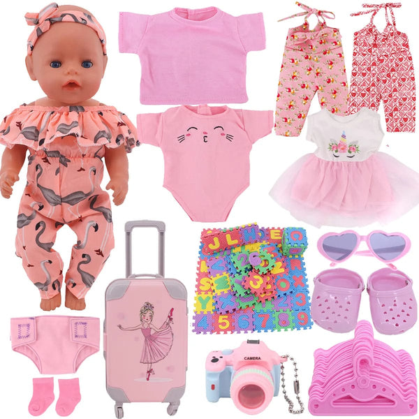 Planet Gates Clothes For Doll Baby Pink Series Swimsuit Fit 18 Inch American And 43 Cm Reborn Doll Accessories, Russian OG Girl Doll DIY Toys