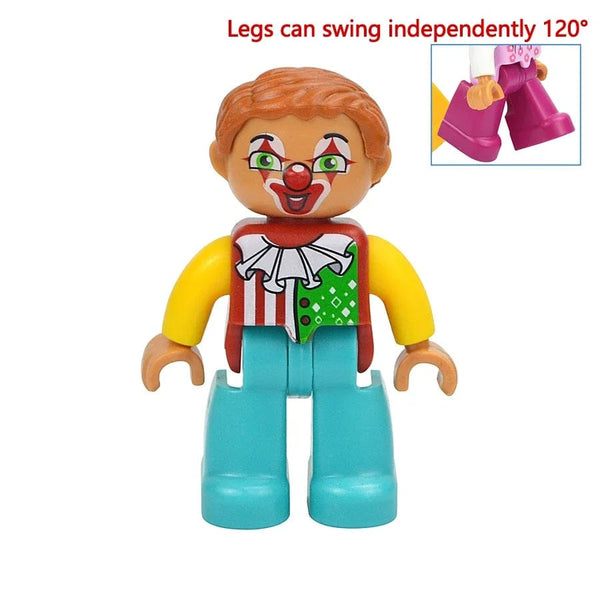 Planet Gates Clown Figures Dolls Big Size Building Blocks Family Action Workers Doctor Police Farmer Compatible Large Bricks Duploes Kid Toys
