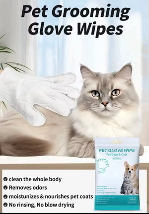 Planet Gates CN 6 PCs napkins disposable gloves wash for animals (cats and dogs) gloves without rinsing washing gloves napkins deodorizing dry napkins wet cleaning