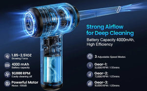 Planet Gates CN01 2 In 1 Compressed Air Duster Cordless Dust Blower Rechargeable Blow and Suck Vacuum Cleaner Electric For Computer Keyboard Sofa