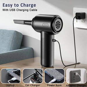 Planet Gates CN01 2 In 1 Compressed Air Duster Cordless Dust Blower Rechargeable Blow and Suck Vacuum Cleaner Electric For Computer Keyboard Sofa