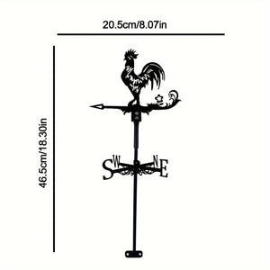 Planet Gates Cock 1pc Iron Garden Art Silhouette Rooster Wind Vane With Spike, Weathervane Metal Wind Vane For Yards, Lawn, Garden