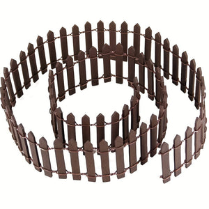 Planet Gates Coffee 1pc Mini Fairy Tale Garden Fence, Wooden Decoration, DIY Handicraft Project, Mini Picket Fence (Coffee, White), 35 Inches Long