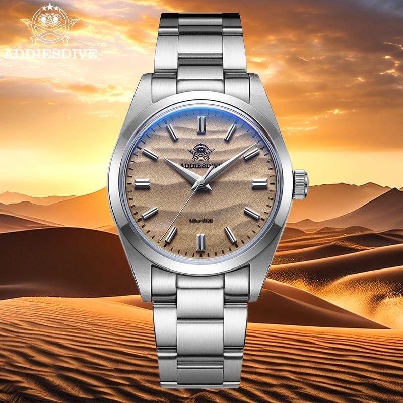 Planet Gates Coffee / CHINA ADDIESDIVE Men's Watch Sand Dial 36mm Quartz Watch 100m Waterproof 316L Stainless Steel AR Coated Dome Glass WristWatch for Men