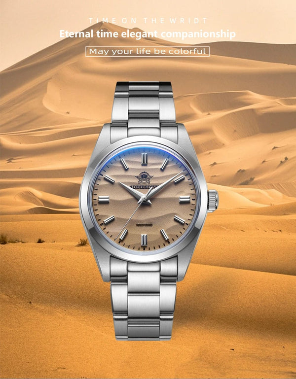 Planet Gates Coffee / CHINA ADDIESDIVE Men's Watch Sand Dial 36mm Quartz Watch 100m Waterproof 316L Stainless Steel AR Coated Dome Glass WristWatch for Men