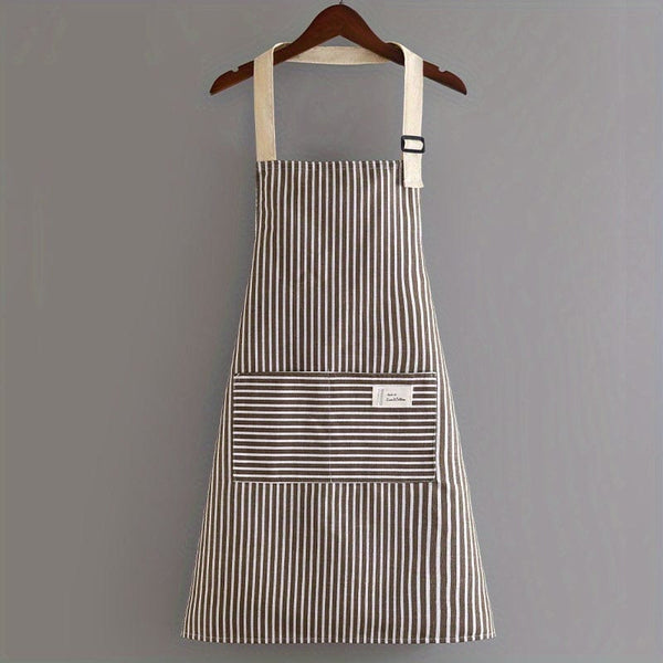 Planet Gates Coffee Color 1pc Adjustable Kitchen Cooking Apron Cotton And Linen Machine Washable With 2 Pockets