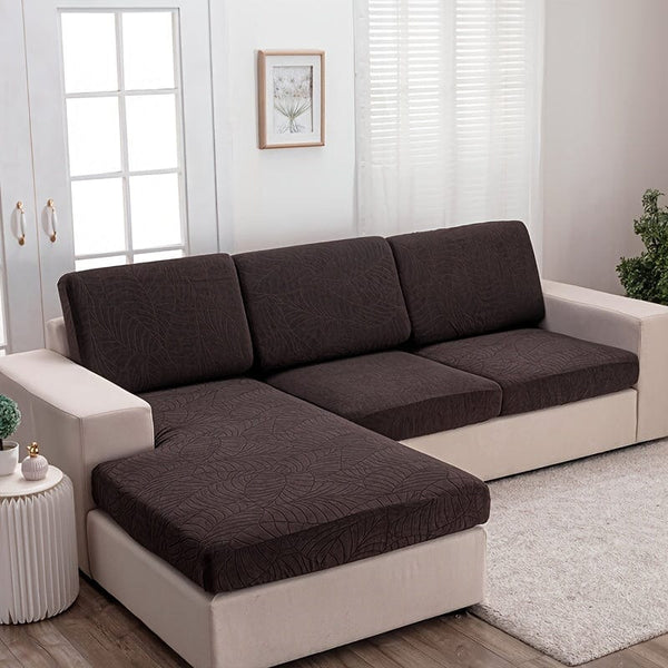 Planet Gates Coffee / Plus S (1-Seater) Waterproof Jacquard Sofa Cover Large Leaf Design Retractable Washable Durable Elastic Slipcover for All Seasons Universal Modern Home Decor Furniture Protector