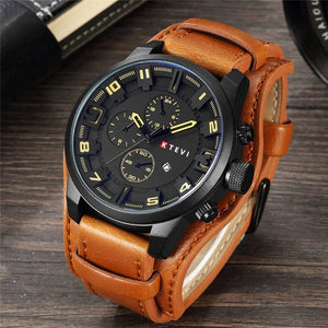 Planet Gates Coffee YIKAZE Retro Men's Watches Classic Luxury Business Quartz Watch Fashion Big Dial Leather Strap Date Military Wristwatch for Men