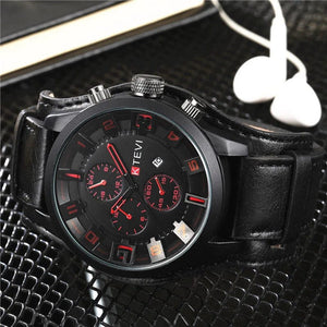 Planet Gates Coffee YIKAZE Retro Men's Watches Classic Luxury Business Quartz Watch Fashion Big Dial Leather Strap Date Military Wristwatch for Men