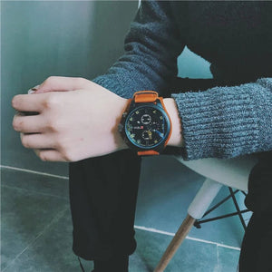 Planet Gates Coffee YIKAZE Retro Men's Watches Classic Luxury Business Quartz Watch Fashion Big Dial Leather Strap Date Military Wristwatch for Men
