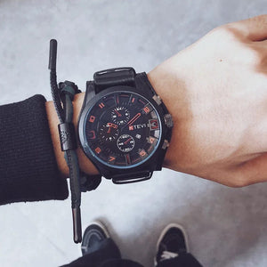 Planet Gates Coffee YIKAZE Retro Men's Watches Classic Luxury Business Quartz Watch Fashion Big Dial Leather Strap Date Military Wristwatch for Men