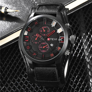 Planet Gates Coffee YIKAZE Retro Men's Watches Classic Luxury Business Quartz Watch Fashion Big Dial Leather Strap Date Military Wristwatch for Men