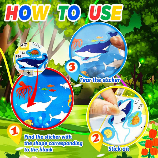 Planet Gates Cognitive Game Kawaii Sticker Book Educational DIY Hand-on Puzzle Cartoon Animals Life Skill Learning Toddler Toys For Kids