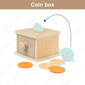 Planet Gates Coin Box Montessori Infant Wooden Toys Target Box Rolling Drum Color Shape Cognition Match Educational Sensory Baby Teaching Aid Gifts