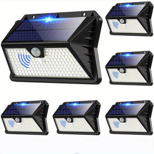 Planet Gates Cold White / 6Pack 2/4Packs Outdoor Solar Light With Motion Sensor, 185 LED 3 Modes Outdoor Solar Light 1800mAh Waterproof LED Outdoor Wall Light For, Garden, Patio, Garage, Front Door, Pool, Steps, Fence