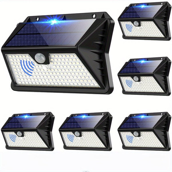 Planet Gates Cold White / 6Pack 2/4Packs Outdoor Solar Light With Motion Sensor, 185 LED 3 Modes Outdoor Solar Light 1800mAh Waterproof LED Outdoor Wall Light For, Garden, Patio, Garage, Front Door, Pool, Steps, Fence