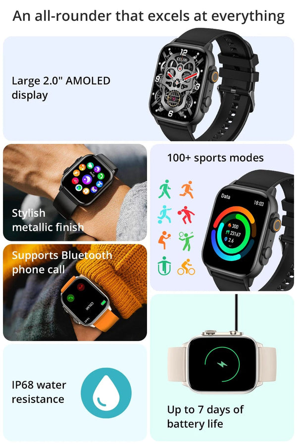 Planet Gates COLMI C81 2.0 Inch AMOLED Smartwatch Support AOD 100 Sports Modes IP68 Waterproof Smart Watch Men Women PK Ultra Series 8
