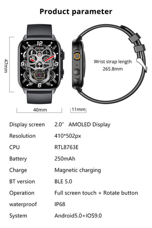 Planet Gates COLMI C81 2.0 Inch AMOLED Smartwatch Support AOD 100 Sports Modes IP68 Waterproof Smart Watch Men Women PK Ultra Series 8