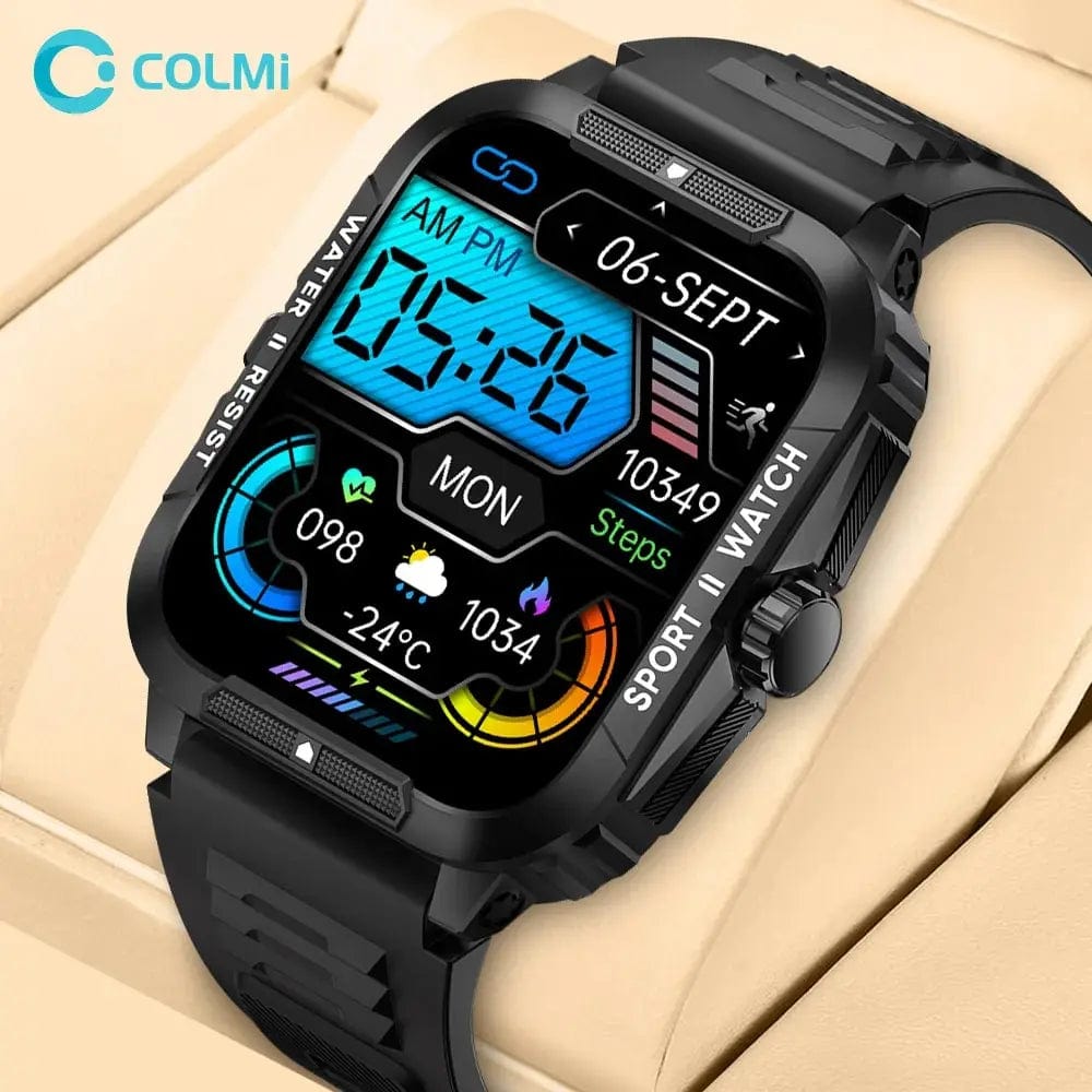 Planet Gates COLMI P76 1.96" Outdoor Military Smartwatch Men Bluetooth Call Smart Watch 3ATM IP68 Waterproof Rating Sports Fitness Watches