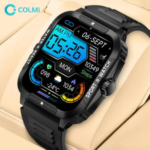 Planet Gates COLMI P76 1.96" Outdoor Military Smartwatch Men Bluetooth Call Smart Watch 3ATM IP68 Waterproof Rating Sports Fitness Watches