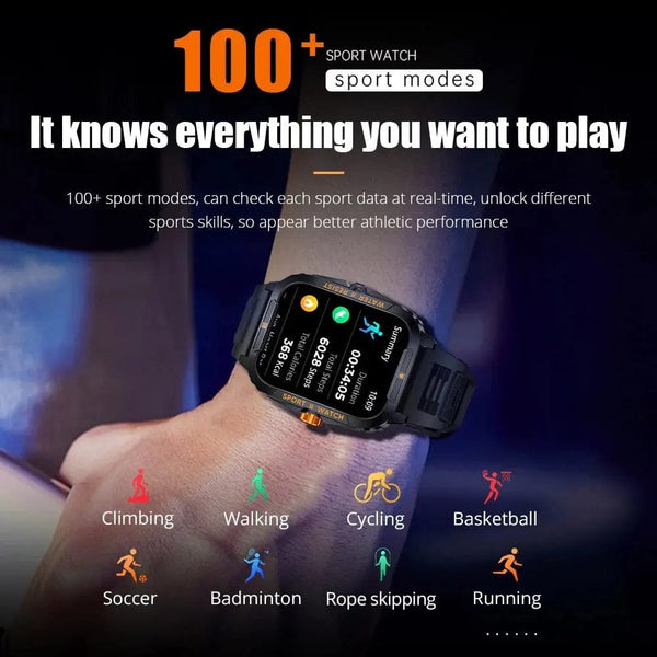 Planet Gates COLMI P76 1.96" Outdoor Military Smartwatch Men Bluetooth Call Smart Watch 3ATM IP68 Waterproof Rating Sports Fitness Watches