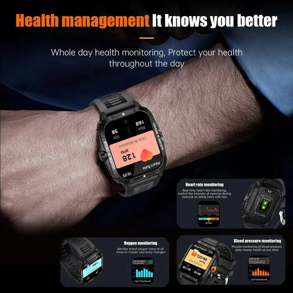 Planet Gates COLMI P76 1.96" Outdoor Military Smartwatch Men Bluetooth Call Smart Watch 3ATM IP68 Waterproof Rating Sports Fitness Watches