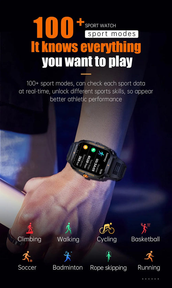Planet Gates COLMI P76 1.96" Outdoor Military Smartwatch Men Bluetooth Call Smart Watch 3ATM IP68 Waterproof Rating Sports Fitness Watches
