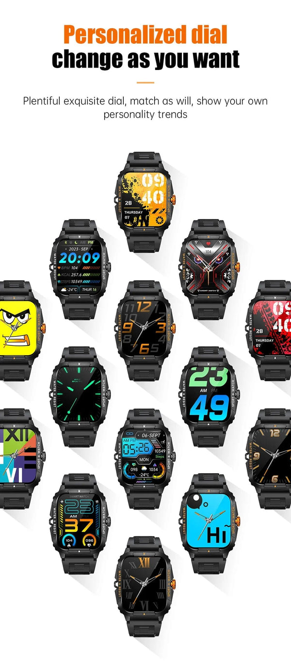 Planet Gates COLMI P76 1.96" Outdoor Military Smartwatch Men Bluetooth Call Smart Watch 3ATM IP68 Waterproof Rating Sports Fitness Watches