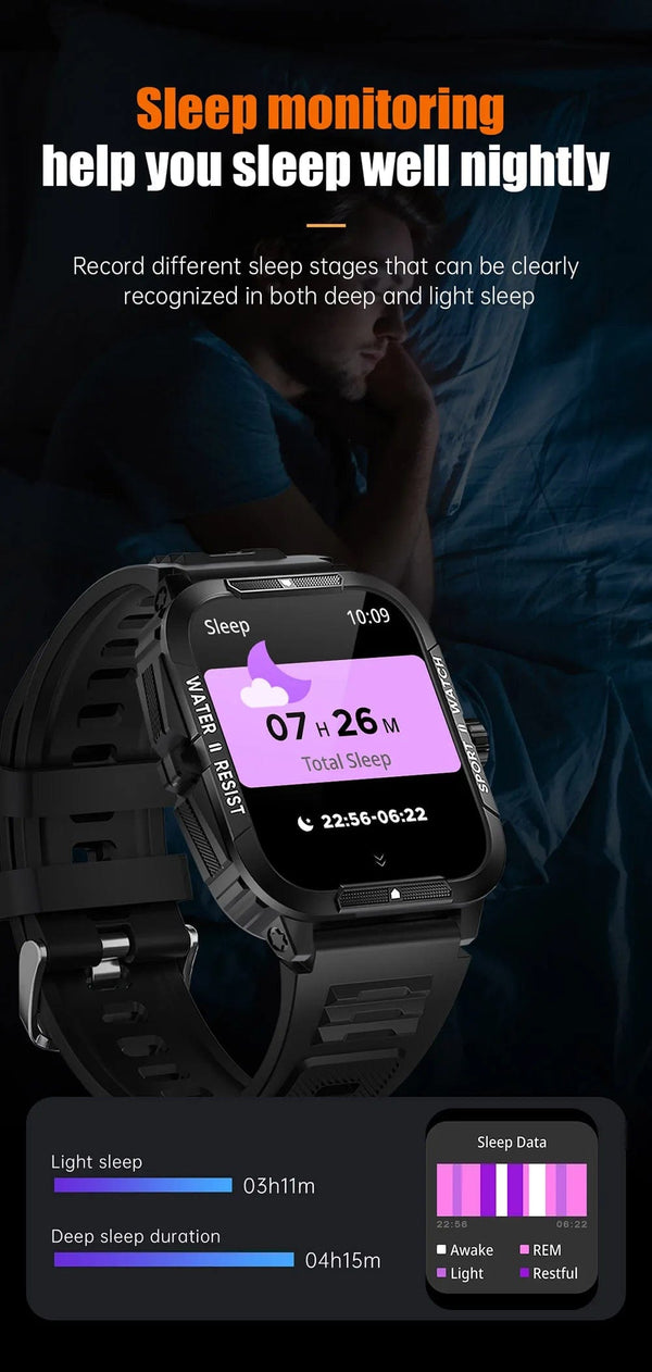 Planet Gates COLMI P76 1.96" Outdoor Military Smartwatch Men Bluetooth Call Smart Watch 3ATM IP68 Waterproof Rating Sports Fitness Watches