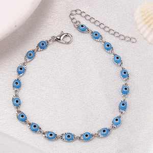 Planet Gates Color 11 / CHINA Bohemian Oval Evil Blue Eye Charm Bracelet Gold Silver Color Brass Chain Bracelets for Women Men Prayer Jewelry