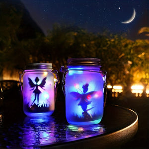 Planet Gates Color 1pc, Solar Lantern Fairy Lights, Garden Ornament Lights - Outdoor Hanging Frosted Glass Mason Jar Lights For Tree, Table, Yard, Garden, Patio, Lawn Decor