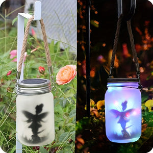 Planet Gates Color 1pc, Solar Lantern Fairy Lights, Garden Ornament Lights - Outdoor Hanging Frosted Glass Mason Jar Lights For Tree, Table, Yard, Garden, Patio, Lawn Decor