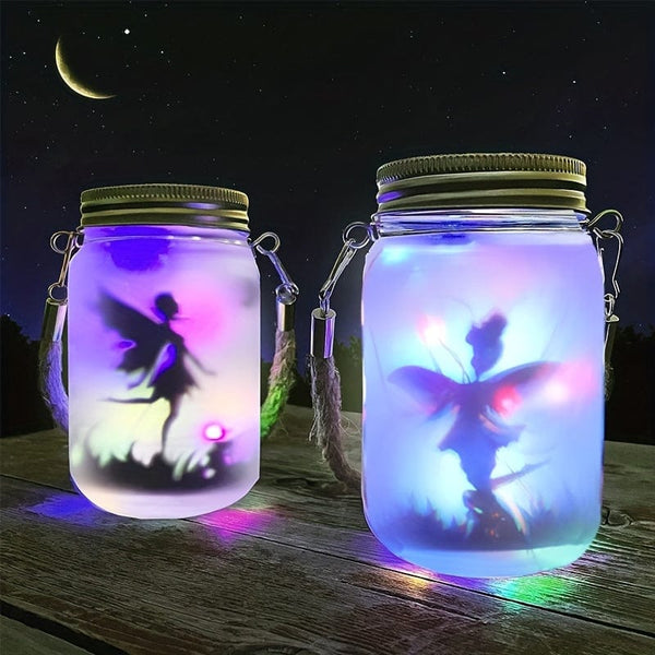 Planet Gates Color 1pc, Solar Lantern Fairy Lights, Garden Ornament Lights - Outdoor Hanging Frosted Glass Mason Jar Lights For Tree, Table, Yard, Garden, Patio, Lawn Decor