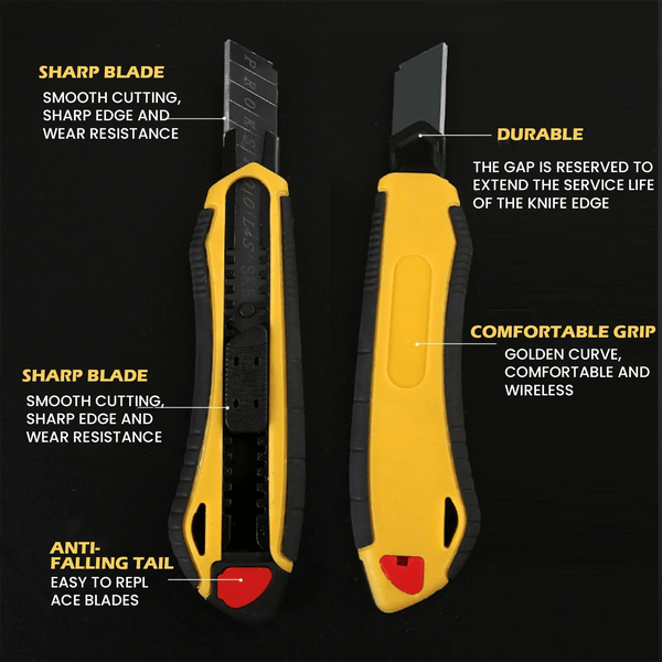 Planet Gates Color random Professional Retractable Utility Knife Heavy-Duty Tool Paper Box Cutter Envelope Opener Stationery Express Knife Office Supplies