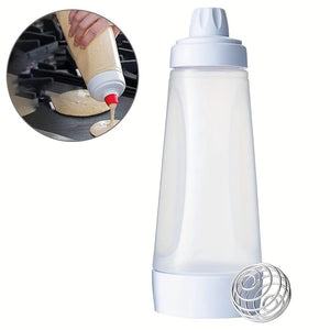 Planet Gates Color: White 1pc Pancake Batter Dispenser, 4.5 Cup Capacity, Scaled Hand Batter Mixing Bottle Batter, Dispenser, Baking Utensils, Making Cake, Cookie, Waffles, Crepes Tools, Kitchen Supplies