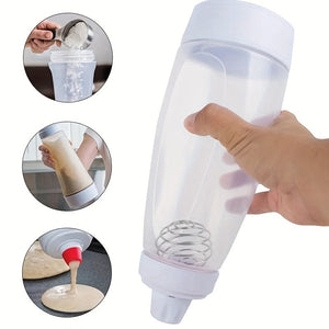 Planet Gates Color: White 1pc Pancake Batter Dispenser, 4.5 Cup Capacity, Scaled Hand Batter Mixing Bottle Batter, Dispenser, Baking Utensils, Making Cake, Cookie, Waffles, Crepes Tools, Kitchen Supplies