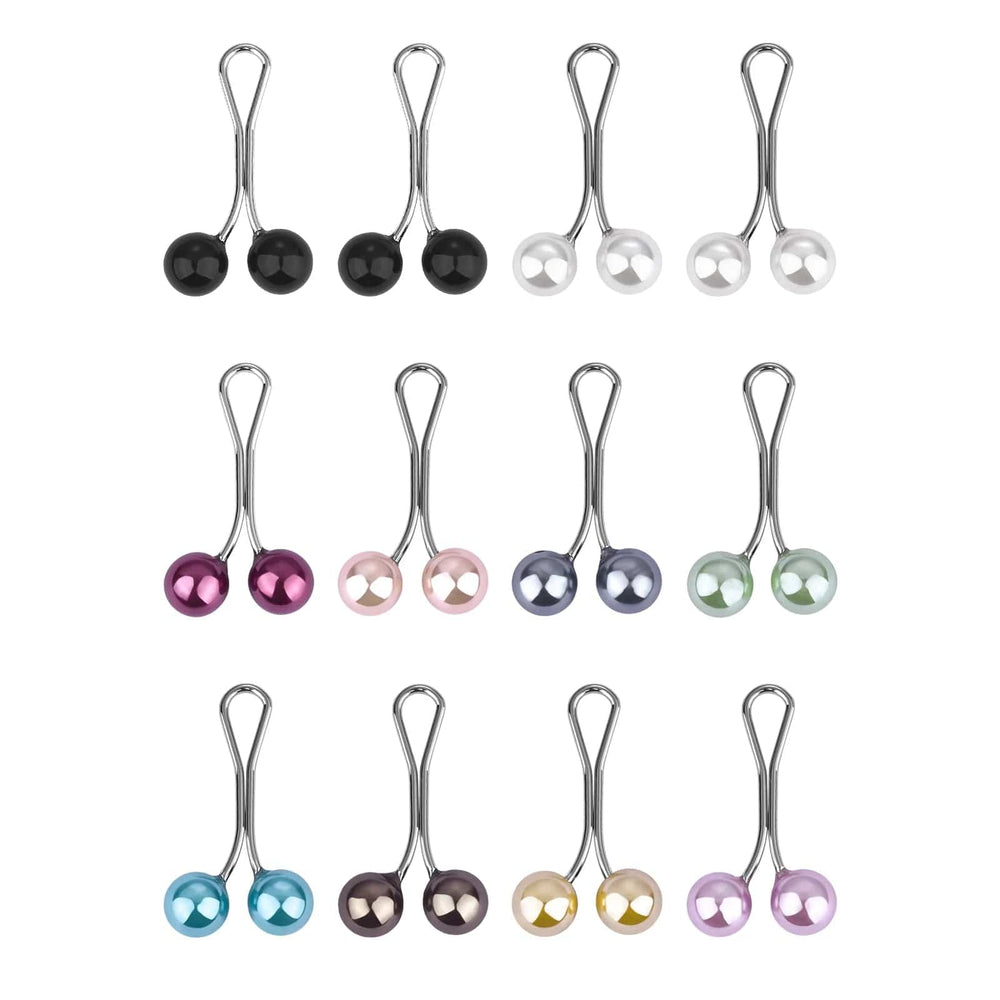 Planet Gates colorful 12PCS Lady Pearls Muslim Women Shawl Scarf Lady Scarves Hijab Clips Pearl Brooch Pins Pin Headscarf Pearl Clip Scarf Clips