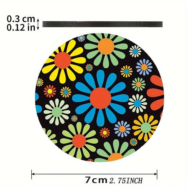 Planet Gates Colorful 2pcs Car Cup Mats Round Colorful Daisy Restaurant Family Cup Mats Heat-resistant Car Cup Anti-slip Mats