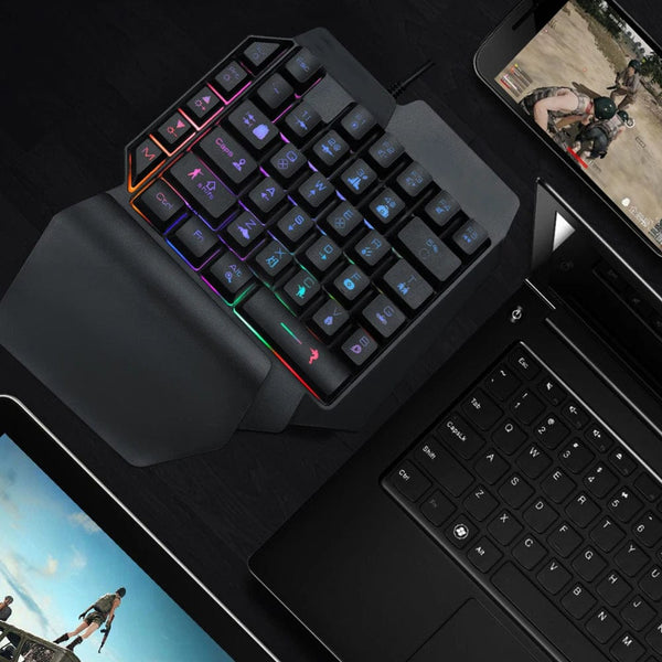 Planet Gates Colorful 39 Keys F6 USB Wired Keyboard RGB Ergonomics Game Gaming Keyboard One-Handed For Gamer Tablet PC Laptop
