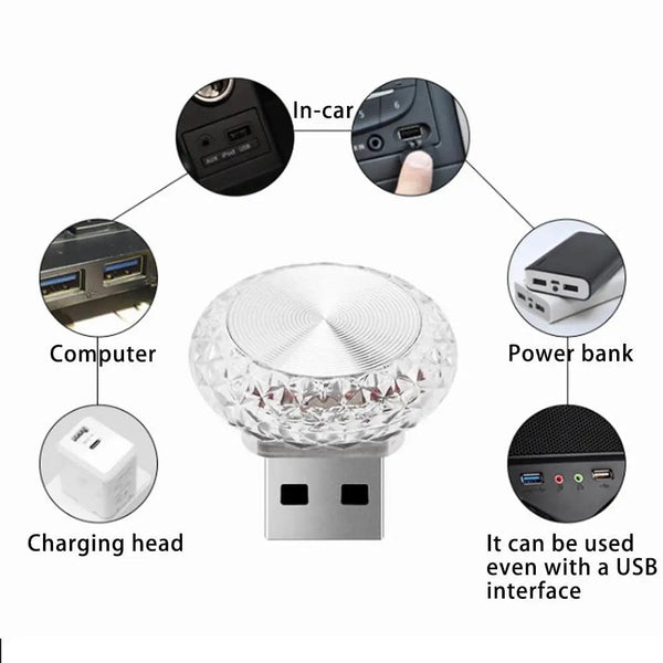Planet Gates colorful gradient / China Portable Car USB Ambient Light Mini LED Decorative Atmosphere Lamps For Auto Interior Environment Light Computer Light Plug Play