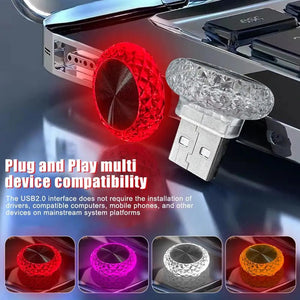Planet Gates colorful gradient / China Portable Car USB Ambient Light Mini LED Decorative Atmosphere Lamps For Auto Interior Environment Light Computer Light Plug Play