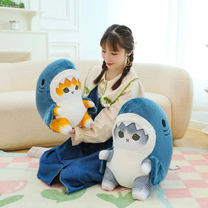 Planet Gates Colorful Gray / 55cm 1pc Anime Shark Cat Plush Toy Cute Stuffed Animals Soft Plushies Doll Toys Pillow Birthday Gift for Kids Adults Girls Home Decor