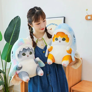 Planet Gates Colorful Gray / 55cm 1pc Anime Shark Cat Plush Toy Cute Stuffed Animals Soft Plushies Doll Toys Pillow Birthday Gift for Kids Adults Girls Home Decor