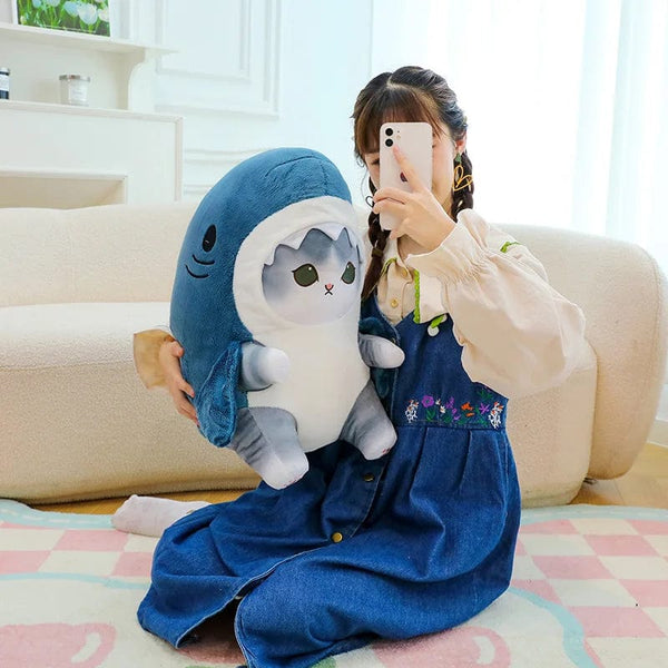 Planet Gates Colorful Gray / 55cm 1pc Anime Shark Cat Plush Toy Cute Stuffed Animals Soft Plushies Doll Toys Pillow Birthday Gift for Kids Adults Girls Home Decor