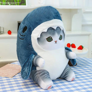 Planet Gates Colorful Gray / 55cm 1pc Anime Shark Cat Plush Toy Cute Stuffed Animals Soft Plushies Doll Toys Pillow Birthday Gift for Kids Adults Girls Home Decor