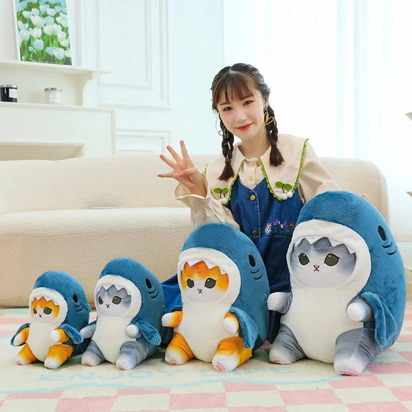 Planet Gates Colorful Gray / 55cm 1pc Anime Shark Cat Plush Toy Cute Stuffed Animals Soft Plushies Doll Toys Pillow Birthday Gift for Kids Adults Girls Home Decor