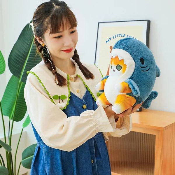 Planet Gates Colorful Gray / 55cm 1pc Anime Shark Cat Plush Toy Cute Stuffed Animals Soft Plushies Doll Toys Pillow Birthday Gift for Kids Adults Girls Home Decor