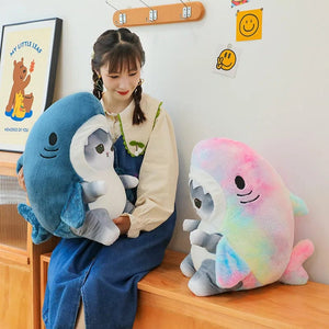 Planet Gates Colorful Gray / 55cm 1pc Anime Shark Cat Plush Toy Cute Stuffed Animals Soft Plushies Doll Toys Pillow Birthday Gift for Kids Adults Girls Home Decor