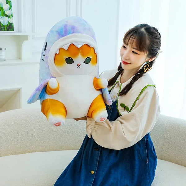 Planet Gates Colorful Gray / 55cm 1pc Anime Shark Cat Plush Toy Cute Stuffed Animals Soft Plushies Doll Toys Pillow Birthday Gift for Kids Adults Girls Home Decor